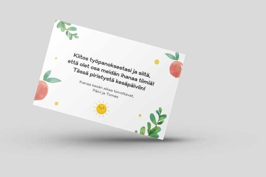 Yesbox-herkkukori ja sen päällä oleva kiitoskortti